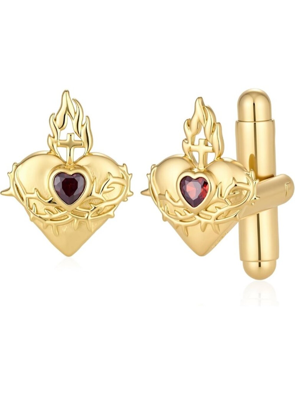 Sterling Silver & Gold Sacred Heart Cufflinks | Men's Jewelry for Birthdays